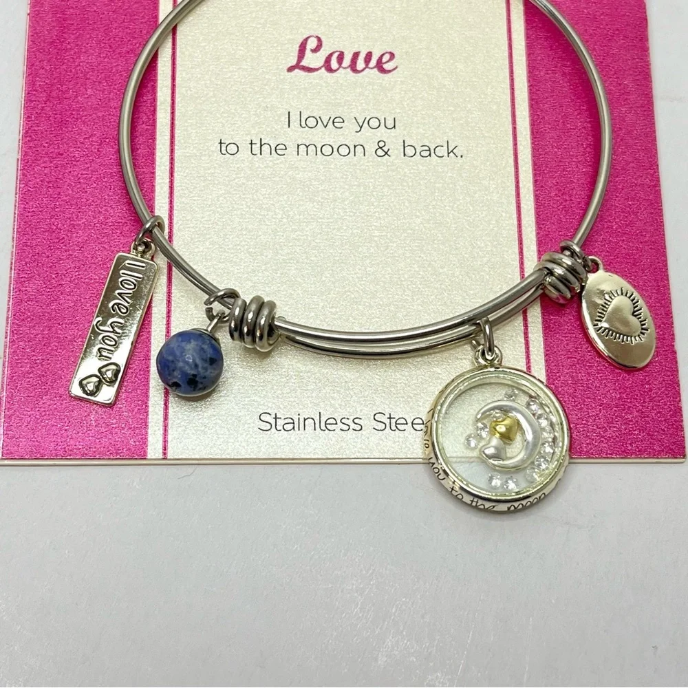 Y2K Charm Bracelet Stainless Steel Bangle Footnotes Too Love Girly New Feminine